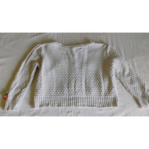 Women's Crochet Cherry Knit Cardigan Crop Cream Full Button Sz M VGC Adorable! - Picture 7 of 9